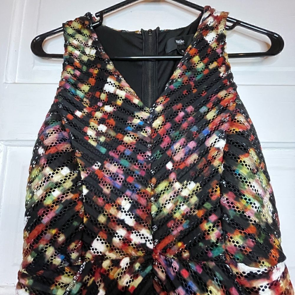 Massimo Colorful Chevron Skater Dress w/ Exposed Zipper - Picture 3 of 14